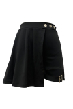 Black Sexy Solid Color Patchwork Regular Mid Waist Patchwork Bottoms