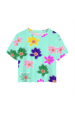Blue Casual Print Patchwork O Neck T-Shirts