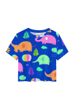 Blue Casual Print Patchwork O Neck T-Shirts