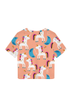 Orange Casual Print Patchwork O Neck T-Shirts