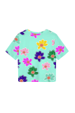 Blue Casual Print Patchwork O Neck T-Shirts
