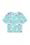 Turquoise Casual Print Patchwork O Neck T-Shirts