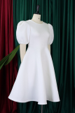 Light Pink Elegant Solid Color Zipper O Neck Evening Dresses