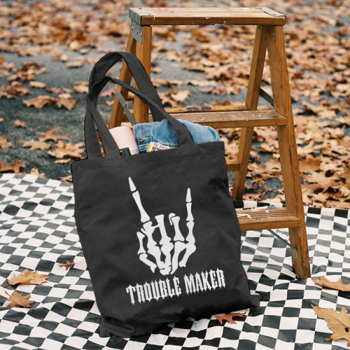 Black TROUBLE MAKER PRINTED BAG