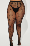 Black Sexy Solid Color Hollow Out Lingerie