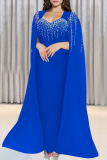 Black Celebrities Prom Solid Color Hot Drill Asymmetrical Collar Long Dresses