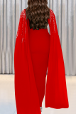 Black Celebrities Prom Solid Color Hot Drill Asymmetrical Collar Long Dresses