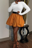 White Casual Solid Color Patchwork O Neck Long Sleeve Two Pieces