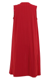 Red Casual Gradient Color Cardigan Collar Sleeveless Three Pieces