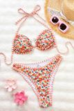 Multicolor Sexy Print Patchwork Swimwears