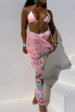 Green Sexy Print Strap Design 3 Piece Sets