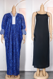 Green Casual Print Patchwork V Neck Long Sleeve Two Pieces