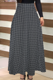 Black Casual Polka Dot Patchwork Loose High Waist Speaker Full Print Bottoms