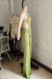 White Elegant Solid Color Hollow Out Strapless Long Dresses