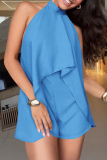 Apricot Casual Solid Color O Neck Regular Rompers