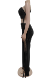 Red Sexy Solid Color High Slit Ruched Strapless Long Dresses