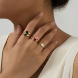 Gold Casual Daily Colorblock Contrast Rings