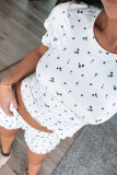 Pink Casual Print Patchwork O Neck Short Sleeve Two Pieces
