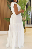 Pink Casual Solid Color Patchwork Oblique Collar Long Dresses