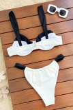 White Sexy Contrast Swimwears