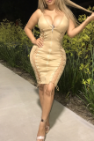 Black Sexy Solid Color Cross Straps Zipper Spaghetti Strap Wrapped Skirt Dresses