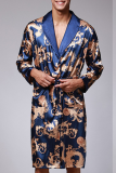 Grey Daily Print Strap Design Turndown Collar Outerwear