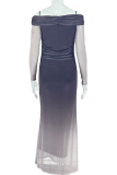 Coffee Casual Gradient Color Off Shoulder Long Dresses