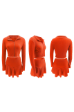 Yellow Sexy Solid Color Zipper Zipper Collar Long Sleeve Two Pieces