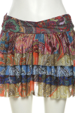 Colour Sexy Print Loose Mid Waist Speaker Full Print Bottoms