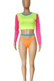 Grass Green Sexy Patchwork Swimwears