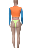 Grass Green Sexy Patchwork Swimwears