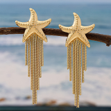 Gold Casual Daily Fringed Trim Earrings