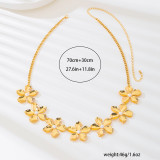 Gold Daily Flowers Pearls Decor Waist Chain