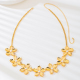 Gold Daily Flowers Pearls Decor Waist Chain