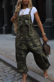 Camouflage Sexy Camouflage Print Pocket Spaghetti Strap Loose Jumpsuits