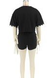Purple Casual Solid Color Cross Straps O Neck Half Sleeve Two Pieces