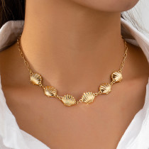 Gold Casual Vacation Solid Color Chains Necklaces