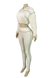 Apricot Casual Zipper Zipper Collar Long Sleeve Two Pieces