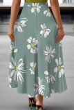 Black Casual Print Loose Mid Waist Speaker Full Print Bottoms