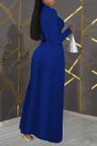Ink Green Elegant Solid Color V Neck Long Dresses