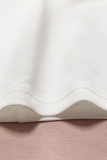 White Casual Digital Contrast Turndown Collar Wrapped Skirt Plus Size Dresses
