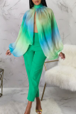 Multicolor Sexy Print Slit O Neck Tops