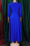 Black Casual Solid Color Pocket Strap Design O Neck Irregular Dresses