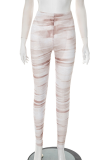 Brown Sexy Print Skinny Mid Waist Conventional Full Print Bottoms