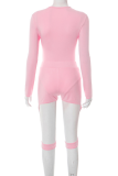 Black Sexy Solid Color Hollow Out O Neck Long Sleeve Two Pieces