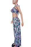 Green Sexy Print Backless Strapless Sleeveless Two Pieces