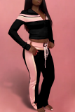 Grey Casual Cross Straps Contrast Spaghetti Strap Long Sleeve Two Pieces