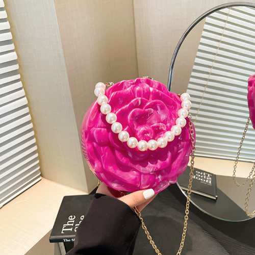 Rose Red Daily Flowers Pearls Decor Bags