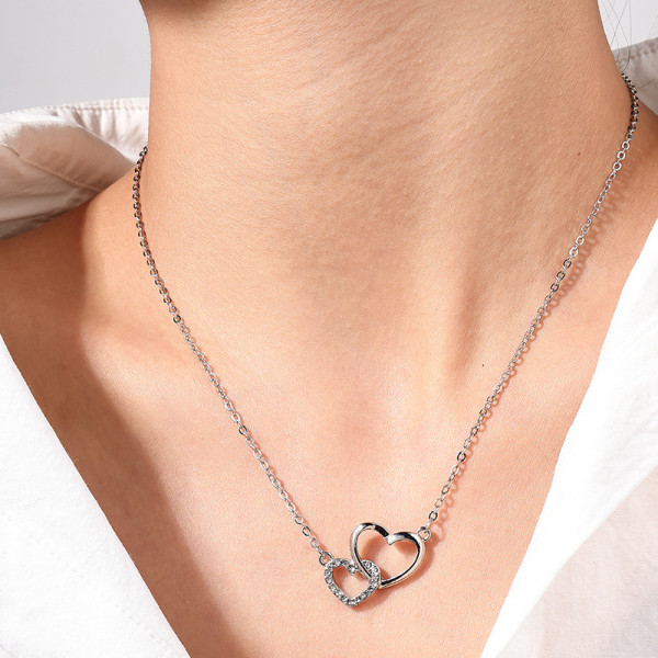 Silver Casual Heart Shaped Chains Necklaces