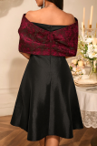 Black Elegant Solid Color Bow Decor Off Shoulder A Line Dresses